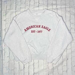 American Eagle Outfitters White Long Sleeve Crop Sweatshirt